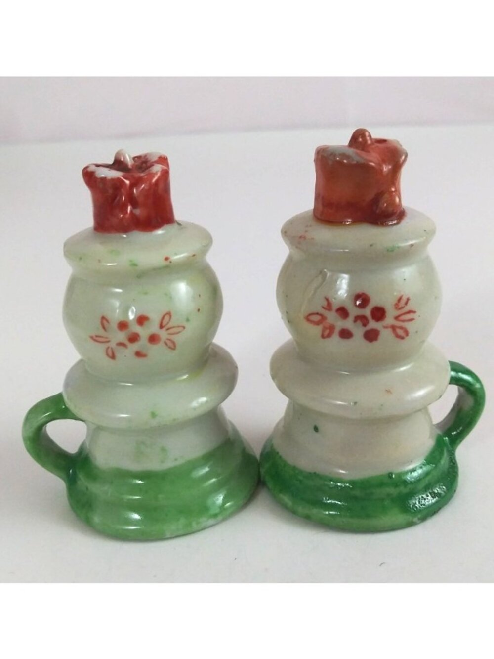 Vintage Japanese Floral Lantern Ceramic Salt & Pepper Shakers Japan